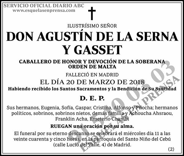 Agustín de la Serna y Gasset